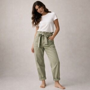 Abercrombie & Fitch High Rise Tie Waist Tapered Cargo Pants Sz M